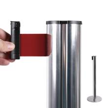 Chrome Barrier Flexi Belt Post With 2,7 m Red Belt