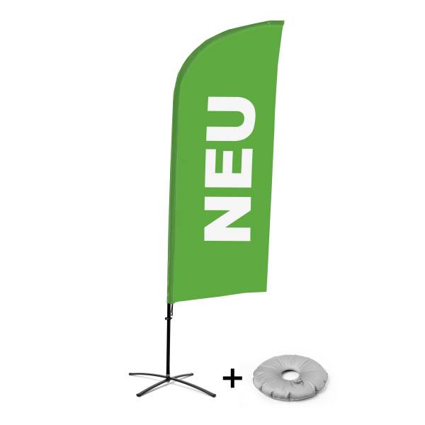 Beach Flag Alu Wind Complete Set New Green German Cross Base
