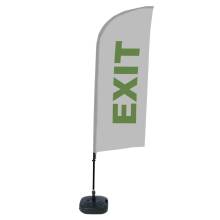Beach Flag Alu Wind Complete Set Exit Grey English - ECO