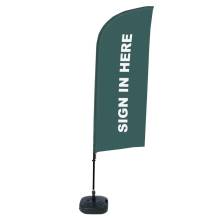 Beach Flag Alu Wind Complete Set Sign In Here Grey English - ECO