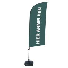 Beach Flag Alu Wind Complete Set Sign In Here Grey German - ECO