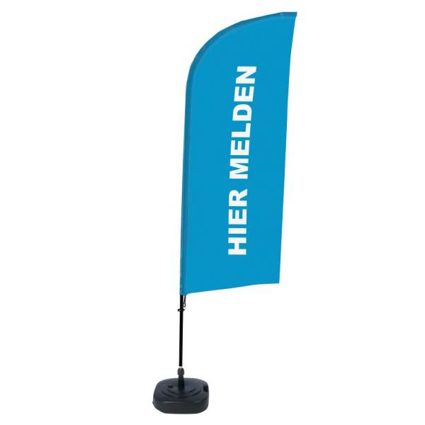 Beach Flag Alu Wind Complete Set Sign In Here Blue Dutch - ECO