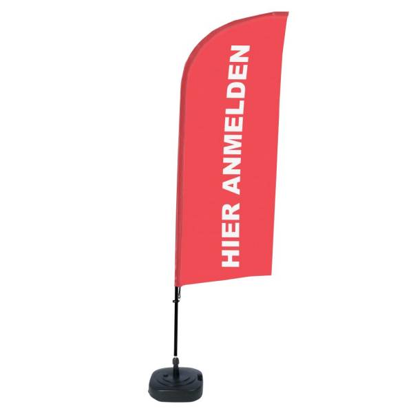 Beach Flag Alu Wind Complete Set Sign In Here Red German - ECO