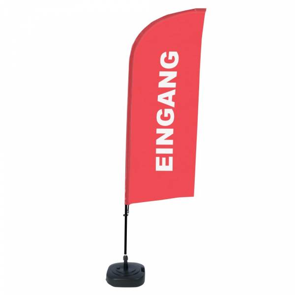 Beach Flag Alu Wind Complete Set Entrance Red German ECO print material