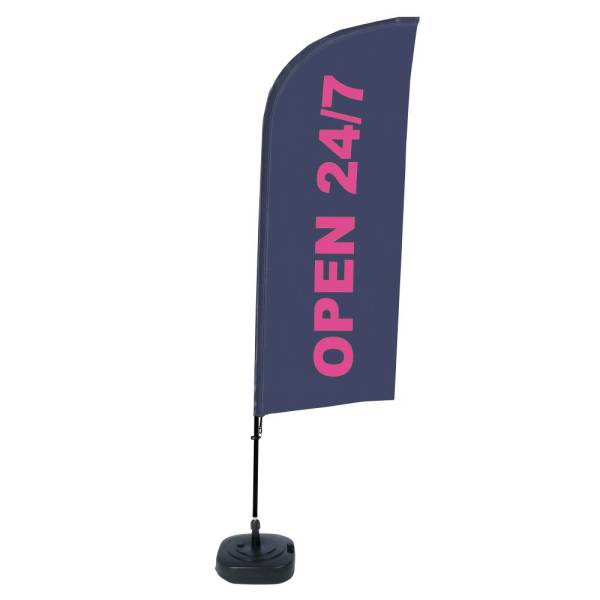 Beach Flag Alu Wind Complete Set Open 24/7 English - ECO
