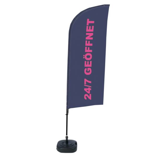 Beach Flag Alu Wind Complete Set Open 24/7 German - ECO
