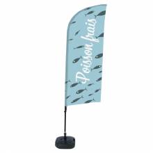 Beach Flag Alu Wind Complete Set Fresh Fish French ECO print material