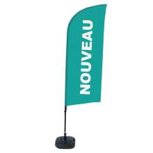 Beach Flag Alu Wind Complete Set New Turquoise French - ECO