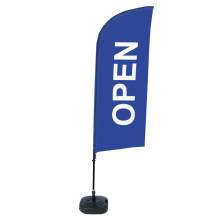 Beach Flag Alu Wind Complete Set Open Blue English Water Tank