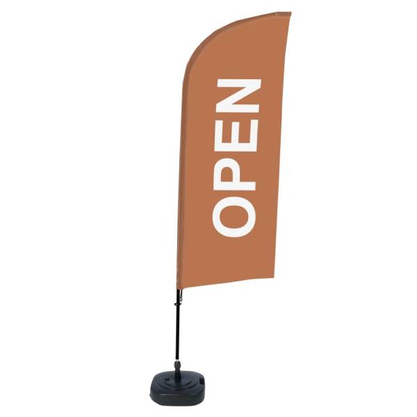 Beach Flag Alu Wind Complete Set Open Brown English Water Tank