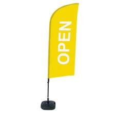 Beach Flag Alu Wind Complete Set Open Yellow English - ECO