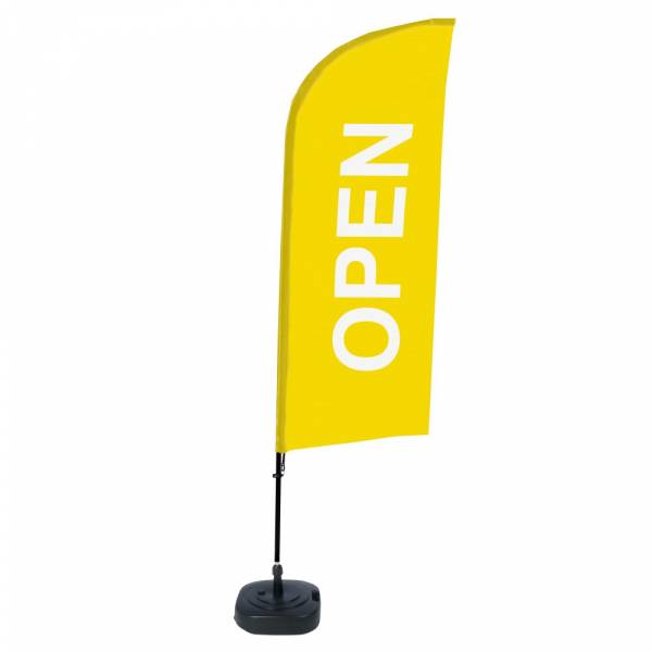 Beach Flag Alu Wind Complete Set Open Yellow English Water Tank