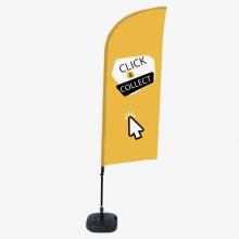 Beach Flag Alu Wind Complete Set Click & Collect Yellow English - ECO