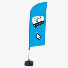 Beach Flag Alu Wind Complete Set Click & Collect Blue English - ECO