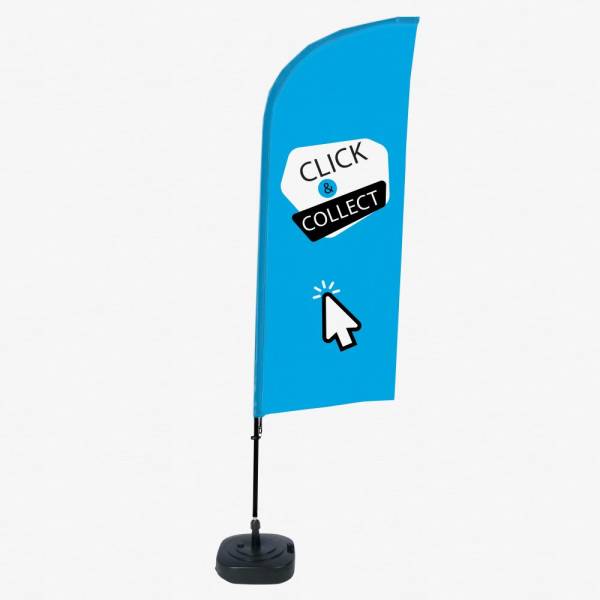 Beach Flag Alu Wind Complete Set Click & Collect Blue English - ECO
