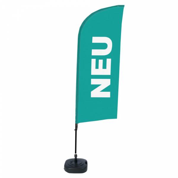 Beach Flag Alu Wind Complete Set New Turquoise German ECO print material