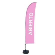 Beach Flag Budget Wind Complete Set Open Pink Spanish - ECO