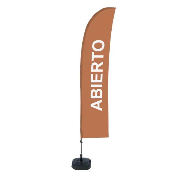 Beach Flag Budget Wind Complete Set Open Brown Spanish - ECO