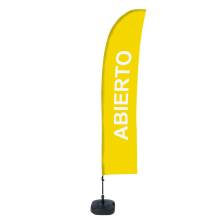 Beach Flag Budget Wind Complete Set Open Yellow Spanish - ECO