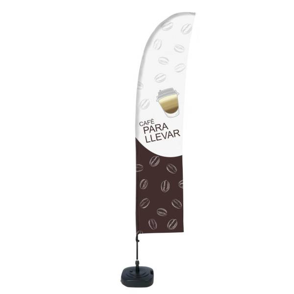 Beach Flag Budget Wind Complete Set Coffee To Go Spanish - ECO