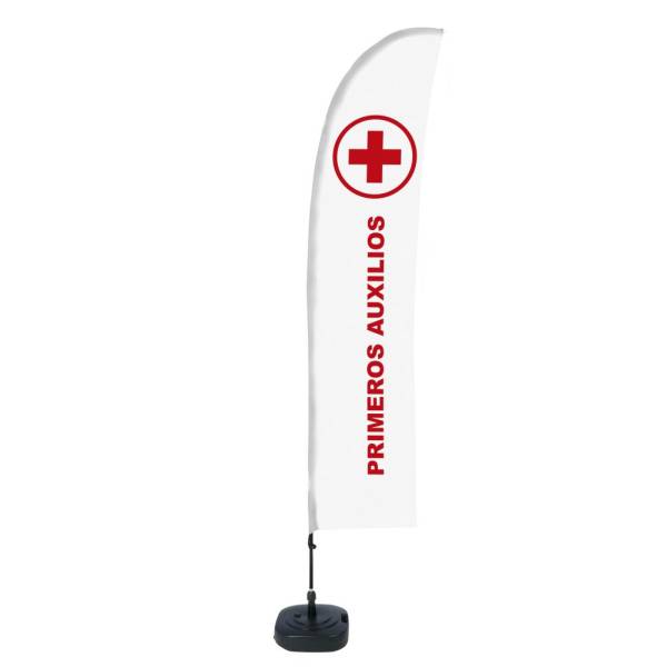 Beach Flag Budget Wind Complete Set First Aid Spanish - ECO