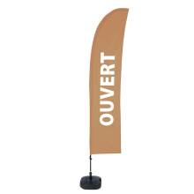 Beach Flag Budget Wind Complete Set Open Brown French - ECO