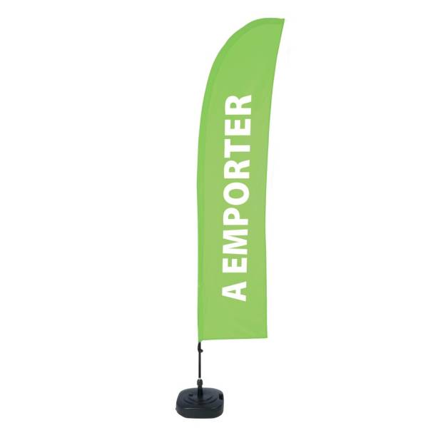 Beach Flag Budget Wind Complete Set Take Away Green French - ECO