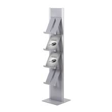 Brochure Rack Totem With Steel Brochure Shelves Silver