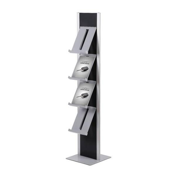 Brochure Rack Totem With Steel Brochure Shelves Black