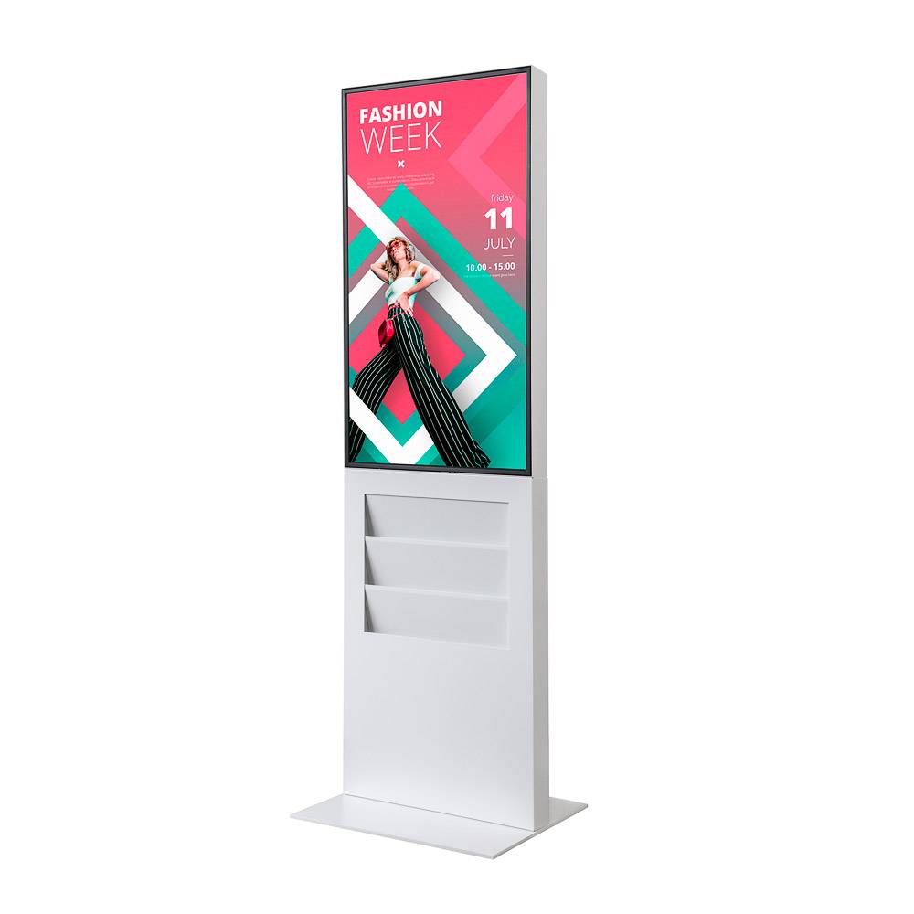 Smart Line Digitale Infostele Regal 6 x A4 Mit 43" Samsung-Bildschirm Und Touchscreen Weiß – Ansicht 2