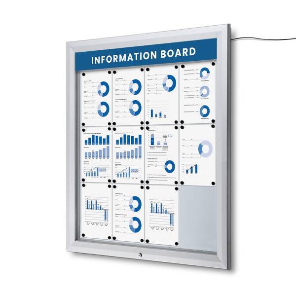 Outdoor Lockable Showcase Illuminated Logo With Gas Spring 12 x A4