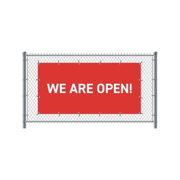 Fence Banner 200 x 100 cm Open English Red