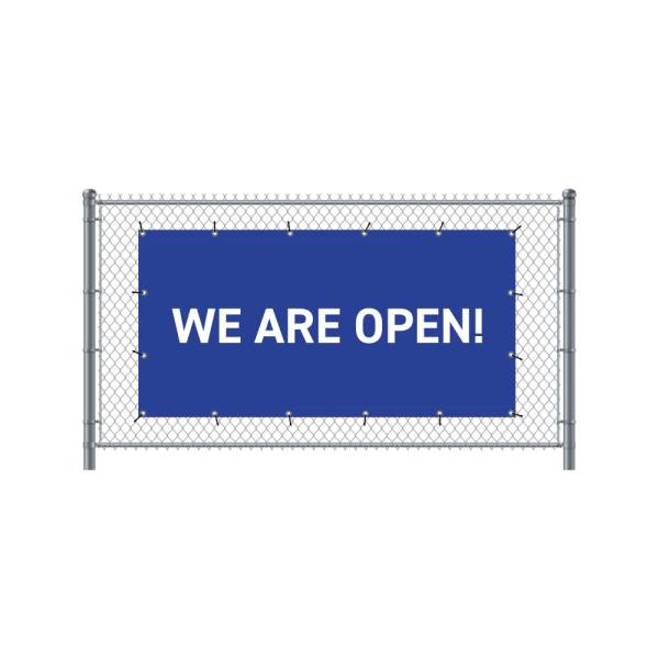 Fence Banner 200 x 100 cm Open English Blue