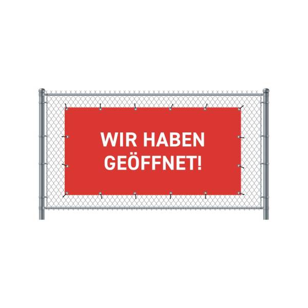 Fence Banner 200 x 100 cm Open German Red
