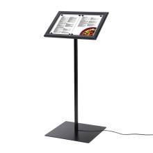 Black Lockable Menu Stand 2x A4 LED