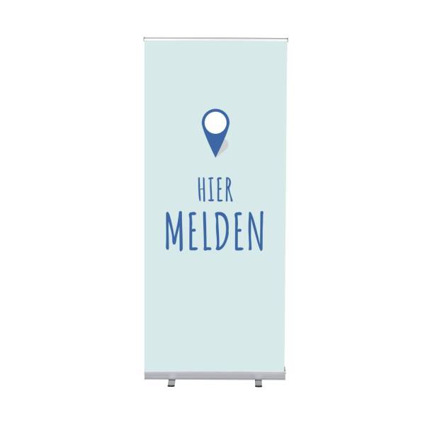 Roll-Banner Budget 85 Complete Set Sign In Here Blue Dutch