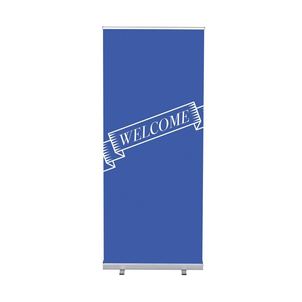 Roll-Banner Budget 85 Komplettset Willkommen Blau Englisch – Ansicht 2