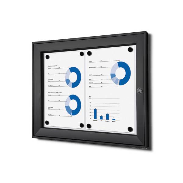 Indoor Lockable Showcase 2 x A4 Black