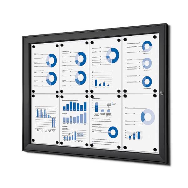Indoor Lockable Showcase 8 x A4 Black