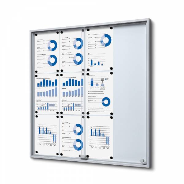 Indoor Lockable Showcase With Sliding Doors Slim 12x A4