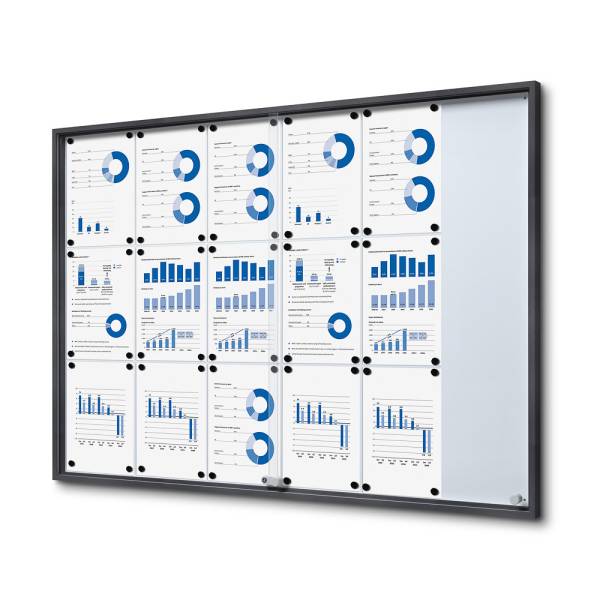 Indoor Lockable Showcase With Sliding Doors Slim 18 x A4 Anthracite
