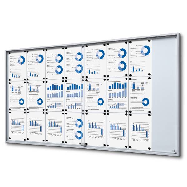 Indoor Lockable Showcase With Sliding Doors Slim 24 x A4