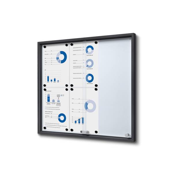 Indoor Lockable Showcase With Sliding Doors Slim 6 x A4 Anthracite