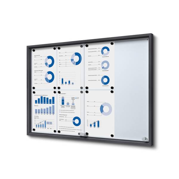 Indoor Lockable Showcase With Sliding Doors Slim 8 x A4 Anthracite