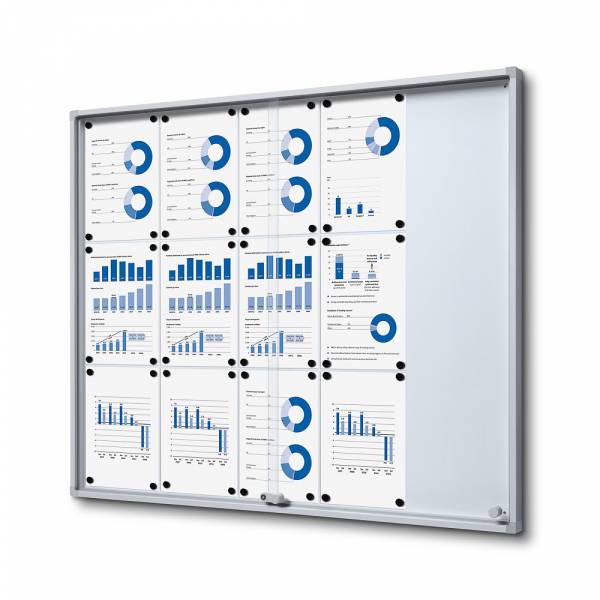 Indoor Lockable Showcase With Sliding Doors Slim With Safety Corners 15 x A4