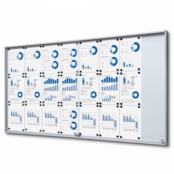 Indoor Lockable Showcase With Sliding Doors Slim With Safety Corners 24 x A4