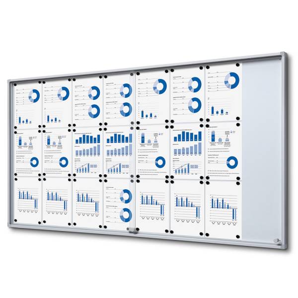 Indoor Lockable Showcase With Sliding Doors Slim With Safety Corners 24 x A4