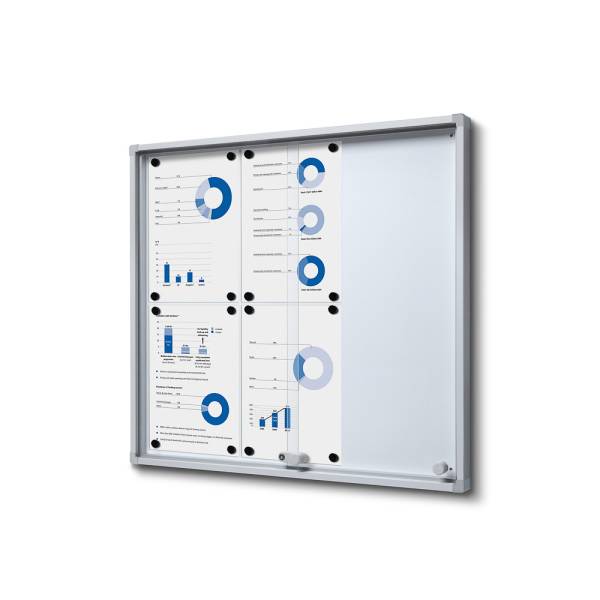 Indoor Lockable Showcase With Sliding Doors Slim With Safety Corners 6 x A4