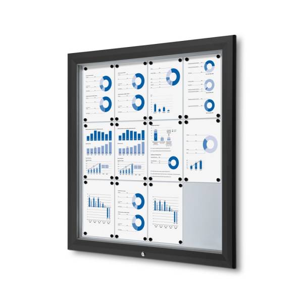 Outdoor Lockable Showcase With Gas Spring 12 x A4 Black