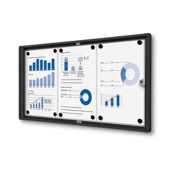 Indoor Lockable Showcase Economy 3 x A4 Black